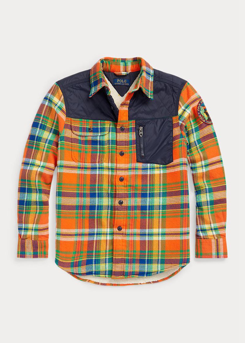 Camisas Ralph Lauren Niño 6-14 Años Plaid Fleece-Lined Flannel Chile Naranjas RGXTJ-9314